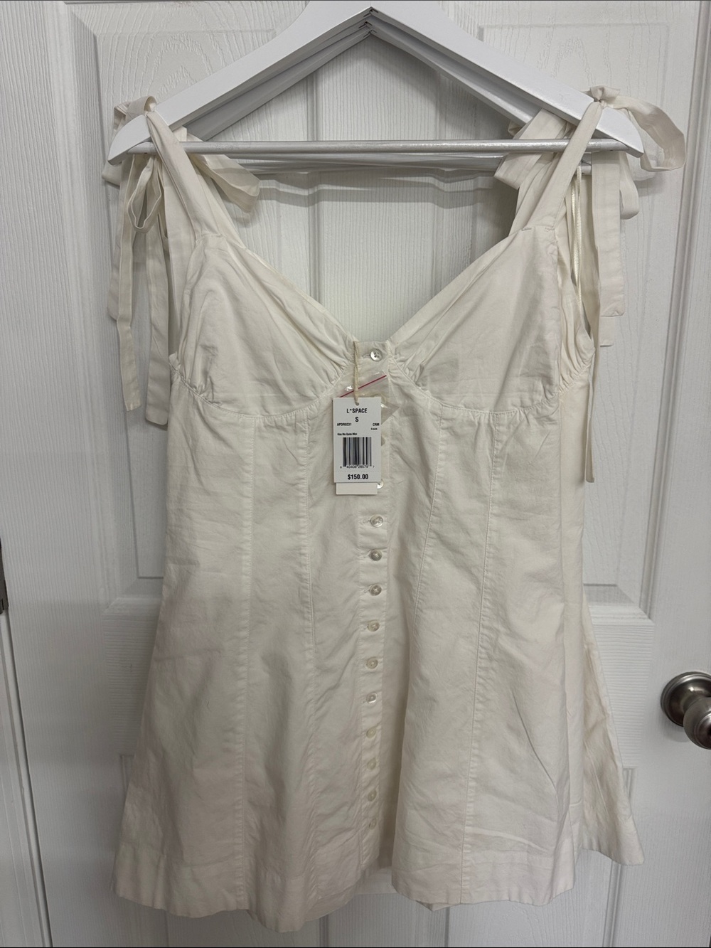 l*space Cream Tie-Shoulder Button-Front Mini Dress